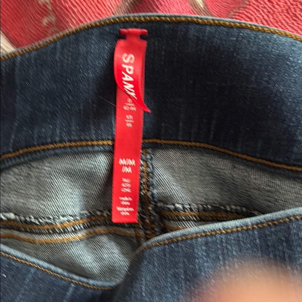 SPANX Blue Ankle Cropped Jeans Distressed Stretch Long size M - Picture 5 of 5